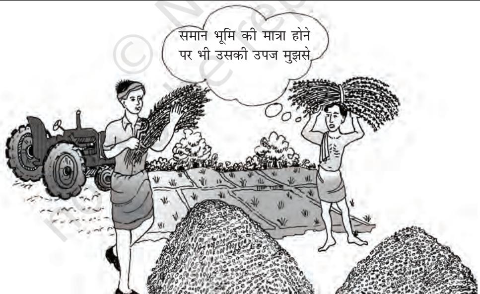 चित्र 4.1 किसानों को समुचित शिक्षा तथा प्रशिक्षण ही खेतों की उत्पादकता में वृद्धि कर सकती है