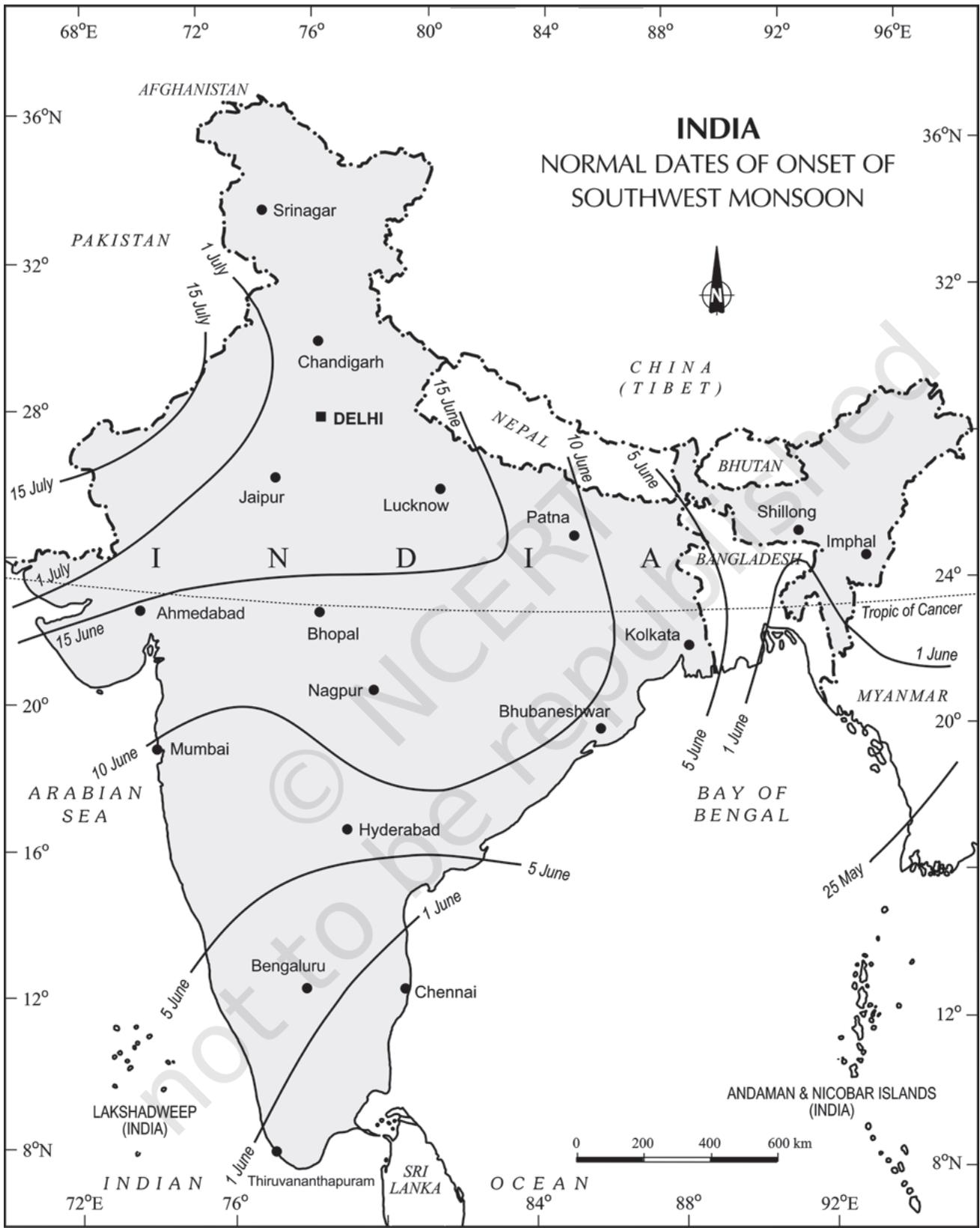 Figure 4.2 : India : Normal Dates of Onset of the Southwest Monsoon