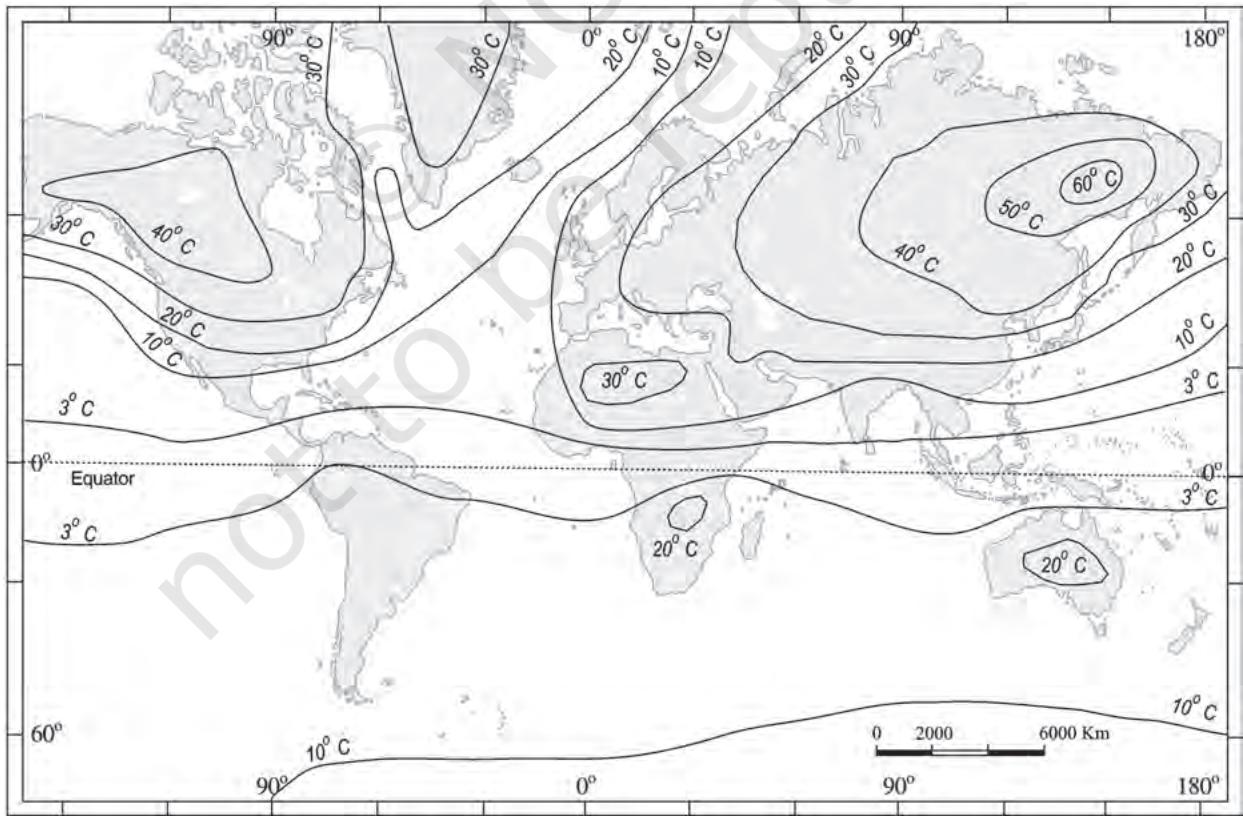 Figure 8.5 : The range of temperature between January and July