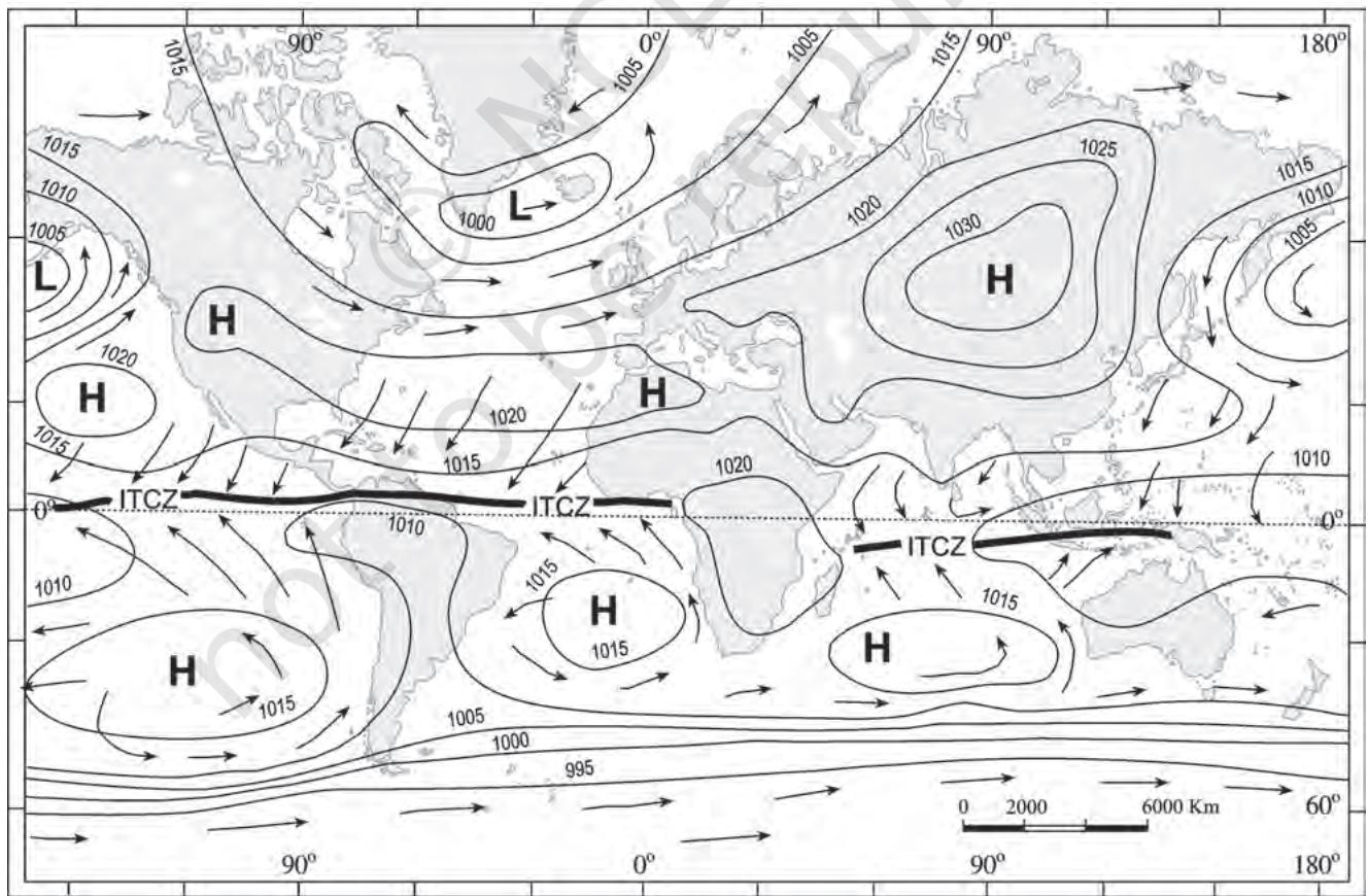 Figure 9.2 : Distribution of pressure (in millibars) - January