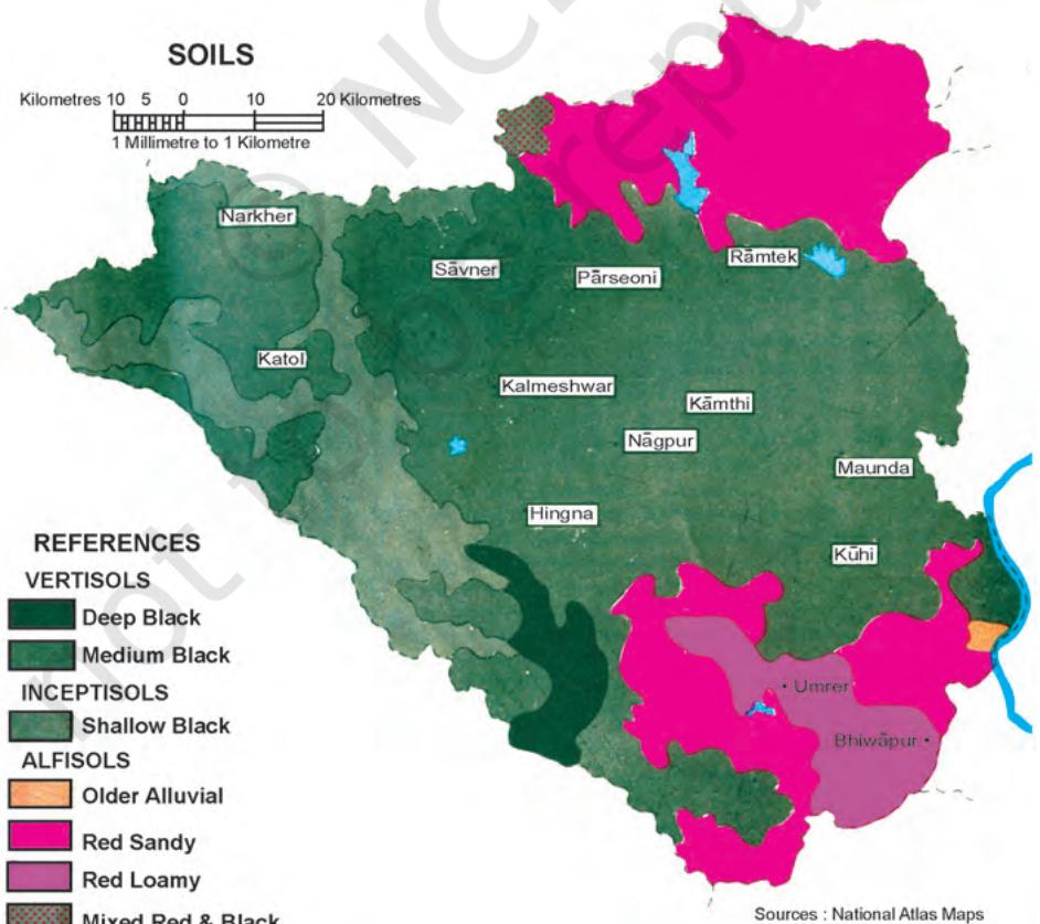Figure 1.9 Map showing Climatic Conditions of Nagpur DistrictFigure 1.10 Soils of Nagpur District
