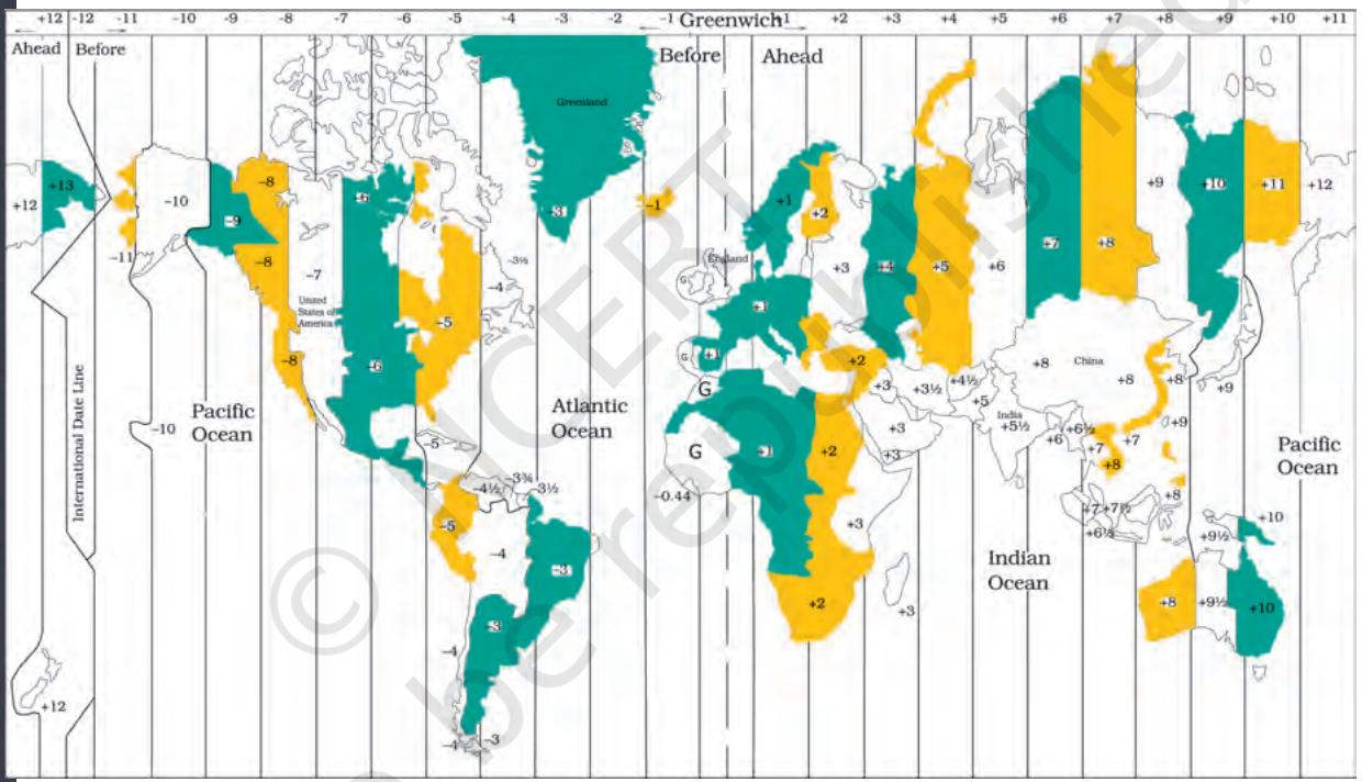Figure 3.6 Major Time Zones of the World