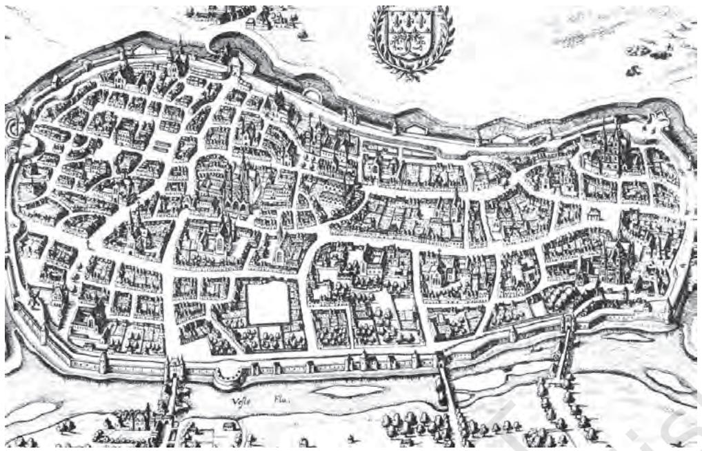 Reims, French cathedral-town, seventeenth-century map.