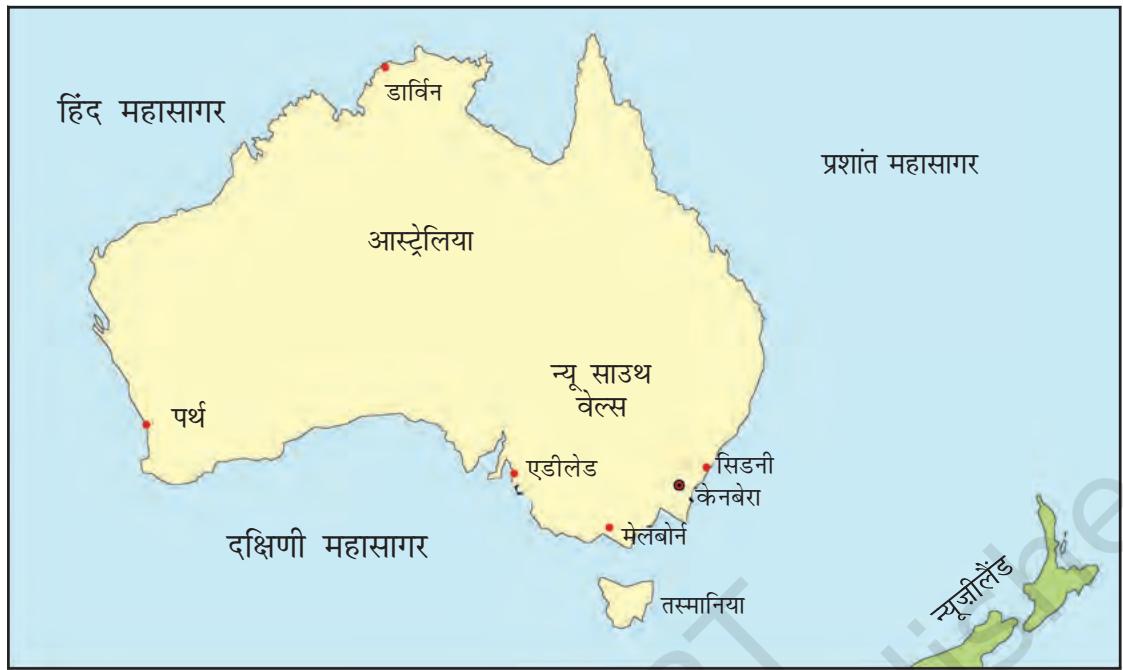 मानचित्र 2:
आस्ट्रेलिया।