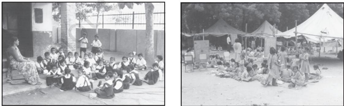 Discuss the visuals (Two types of schools)