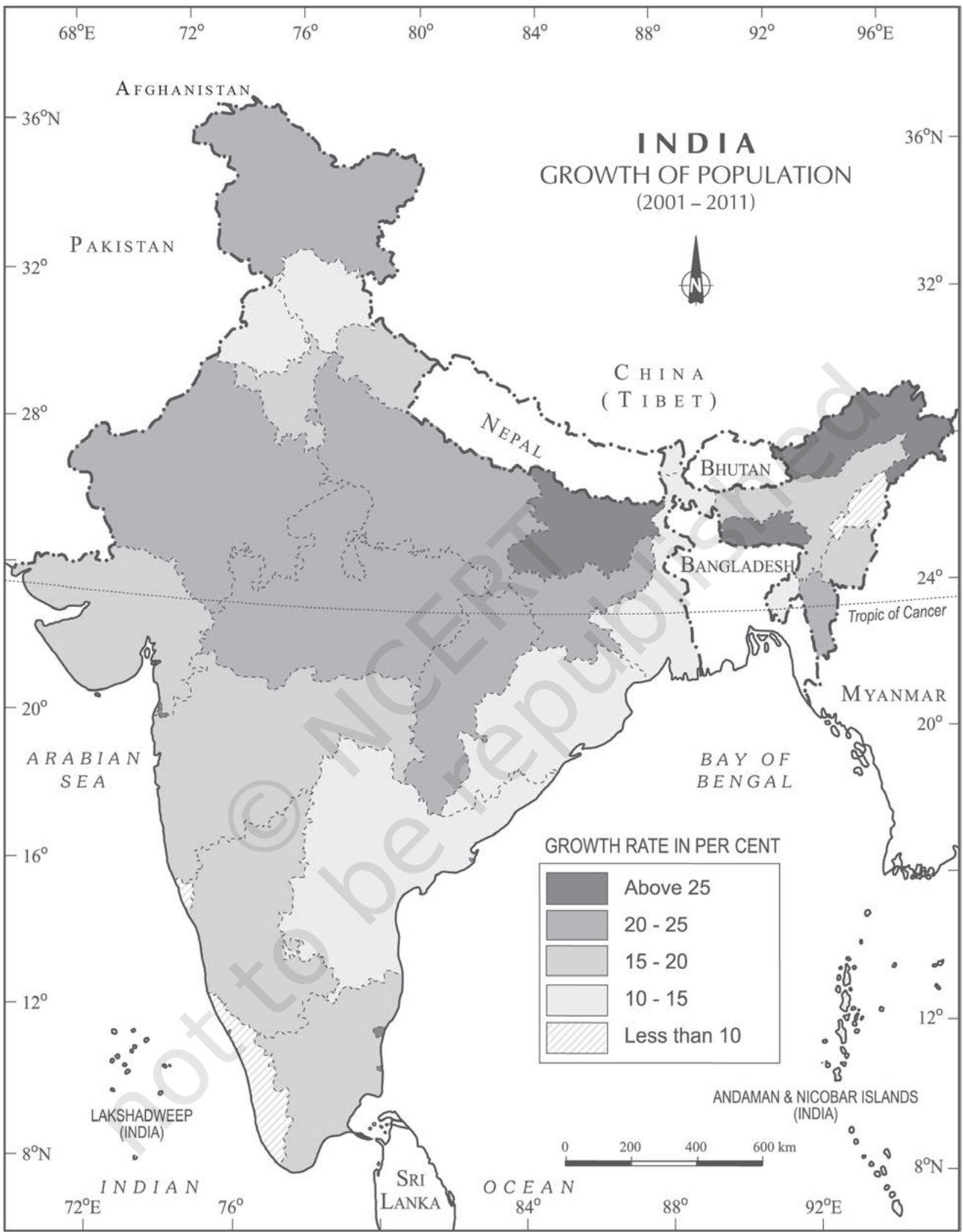 Fig. 1.3 : India - Growth of Population