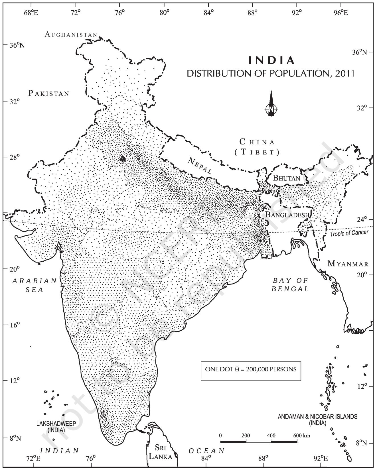 Fig. 1.1 : India - Distribution of Population