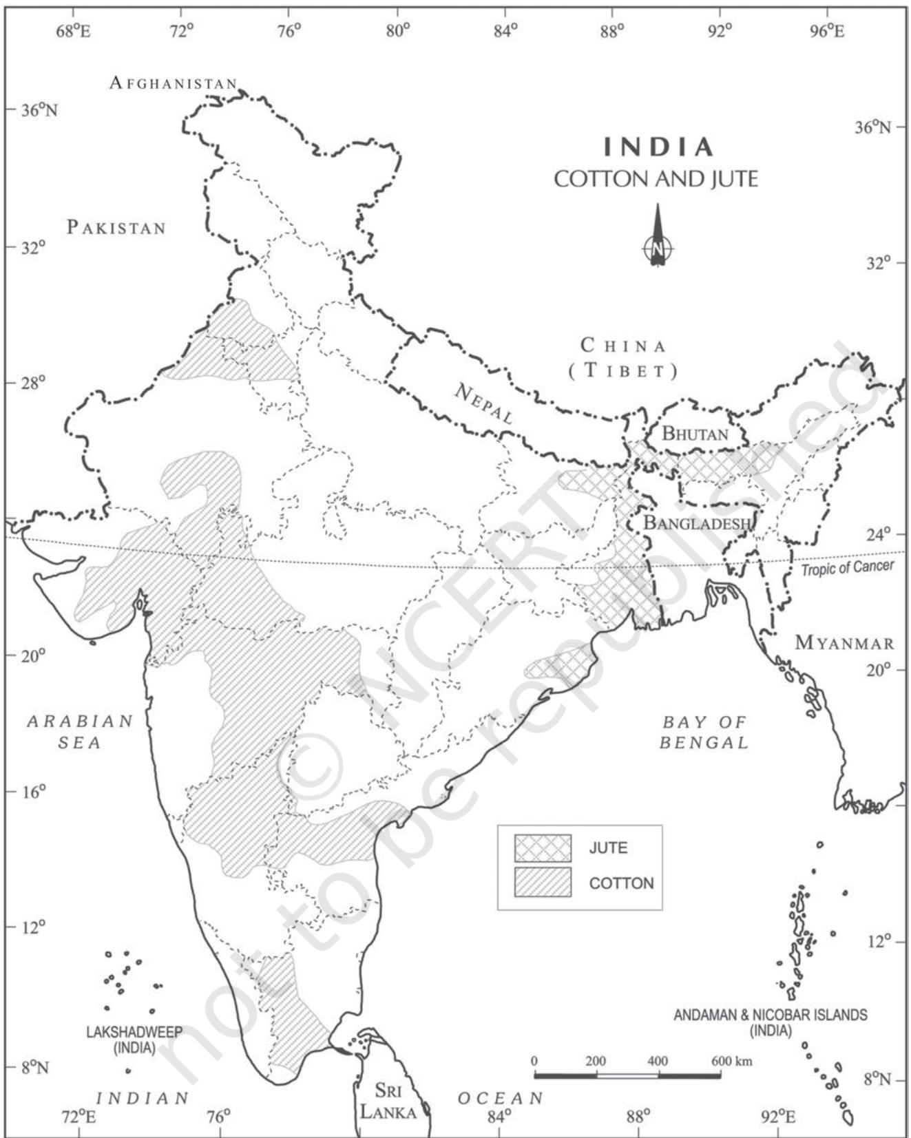 Fig. 3.6 : India - Distribution of Cotton and Jute