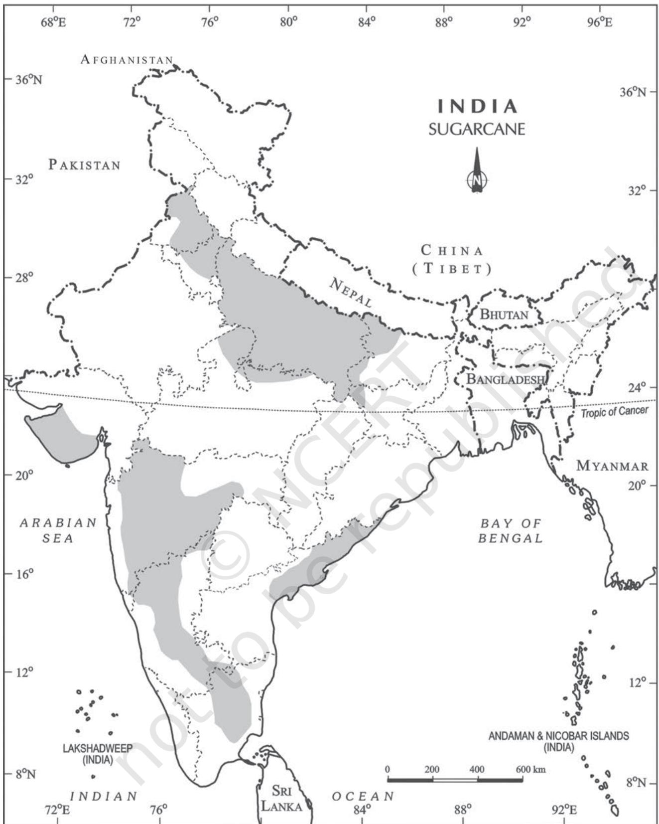 Fig. 3.9 : India - Distribution of Sugarcane