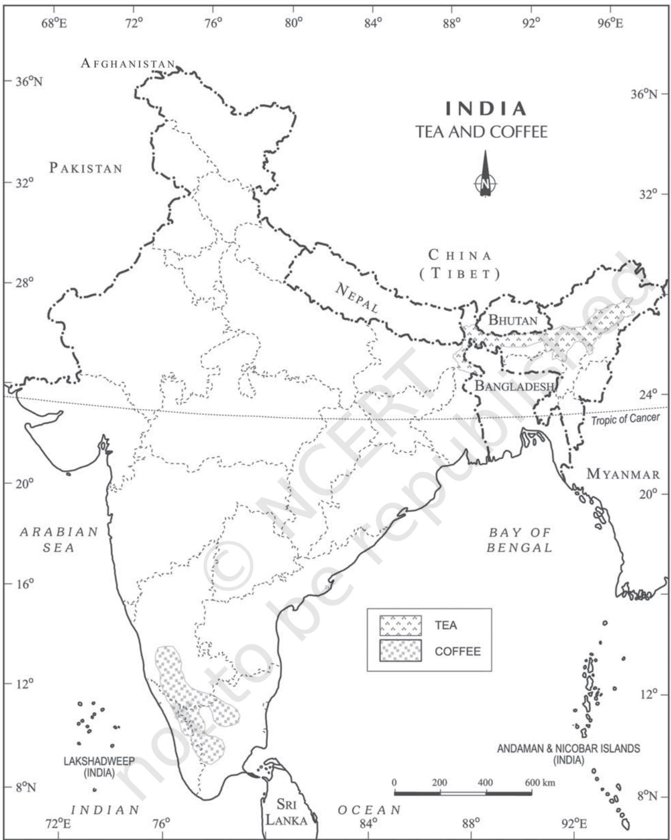 Fig. 3.11 : India - Distribution of Tea and Coffee