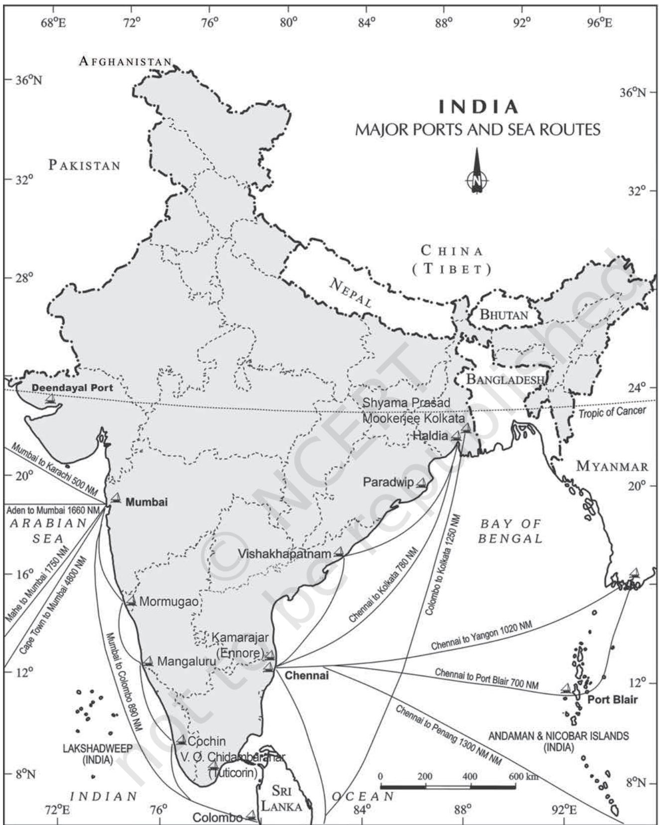 Fig. 8.4 : India - Major Ports and Sea Routes