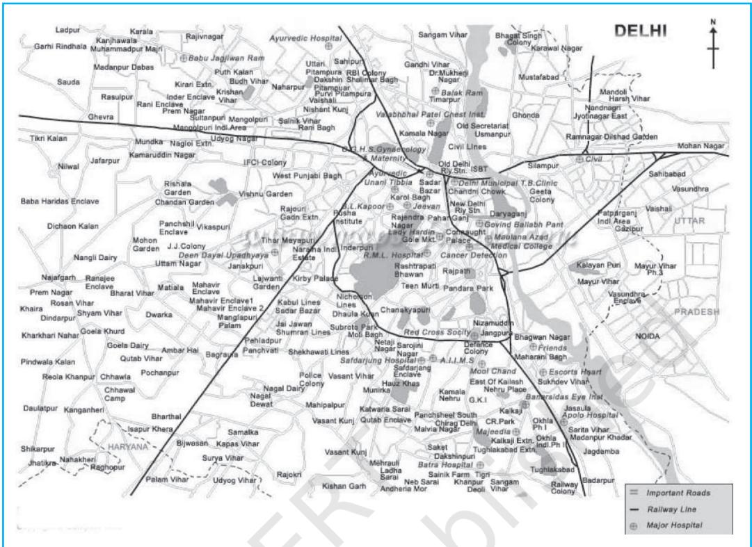 Fig. 3.9 : Map of Delhi