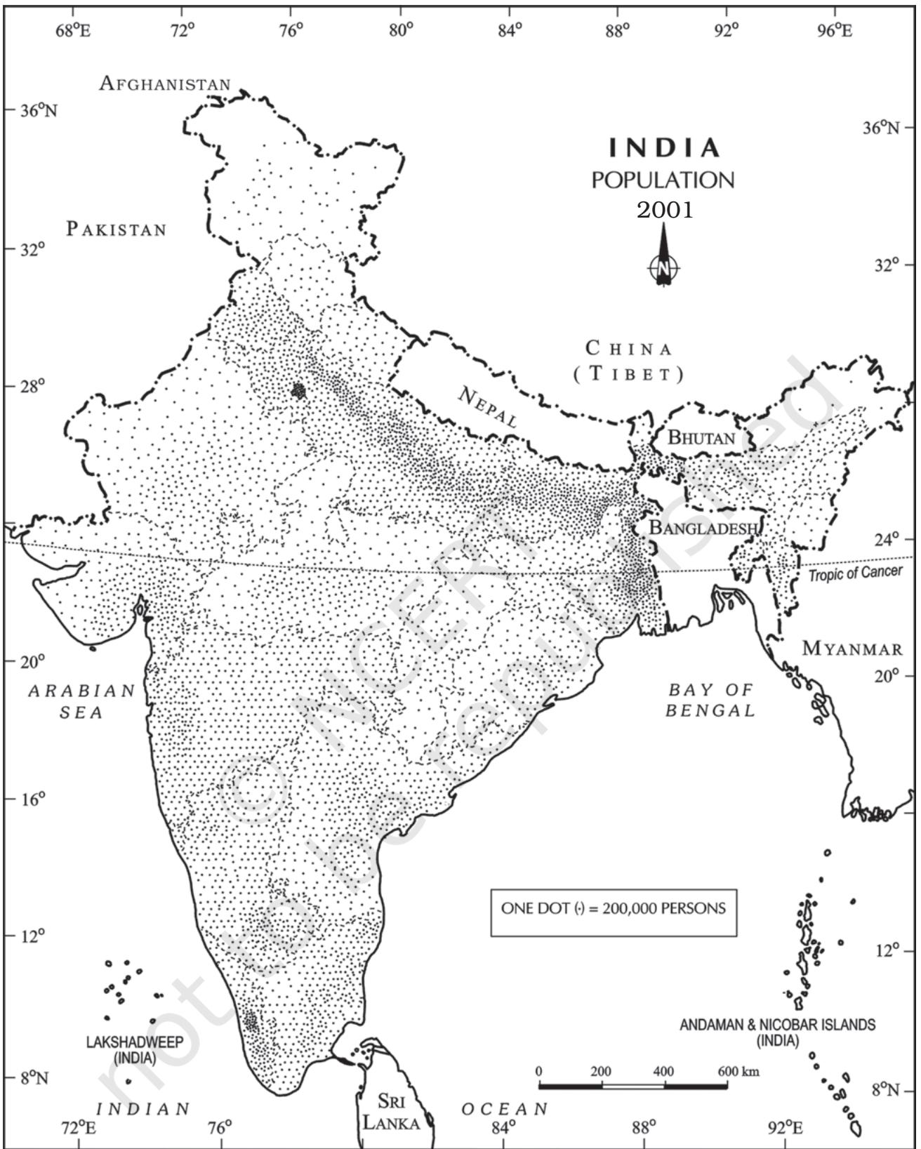 Fig. 3.13 : Population of India, 2001