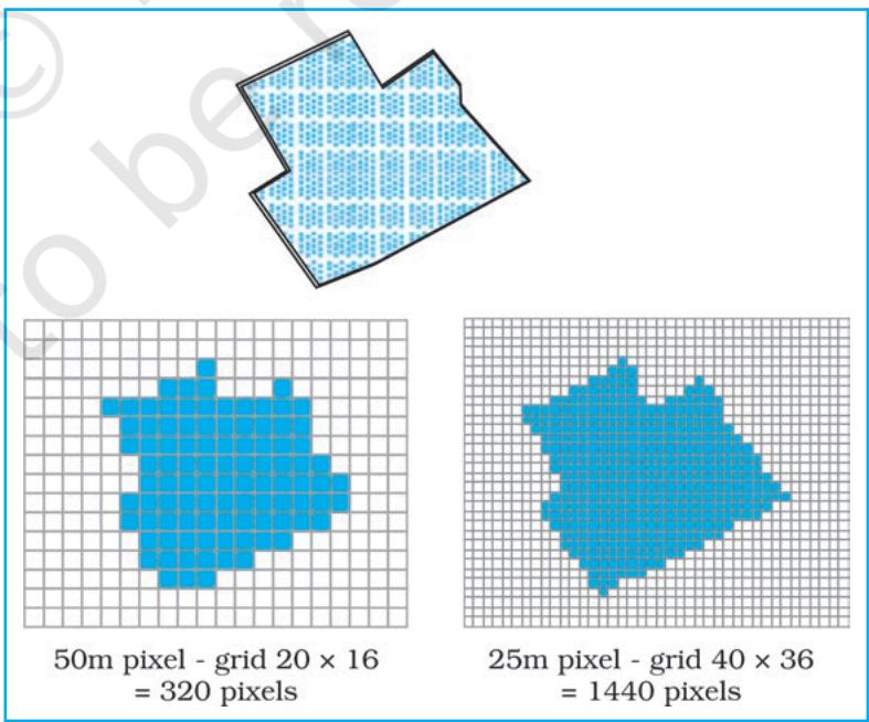 Fig. 4.4 : Effect of Grid Size on Data in Raster Format