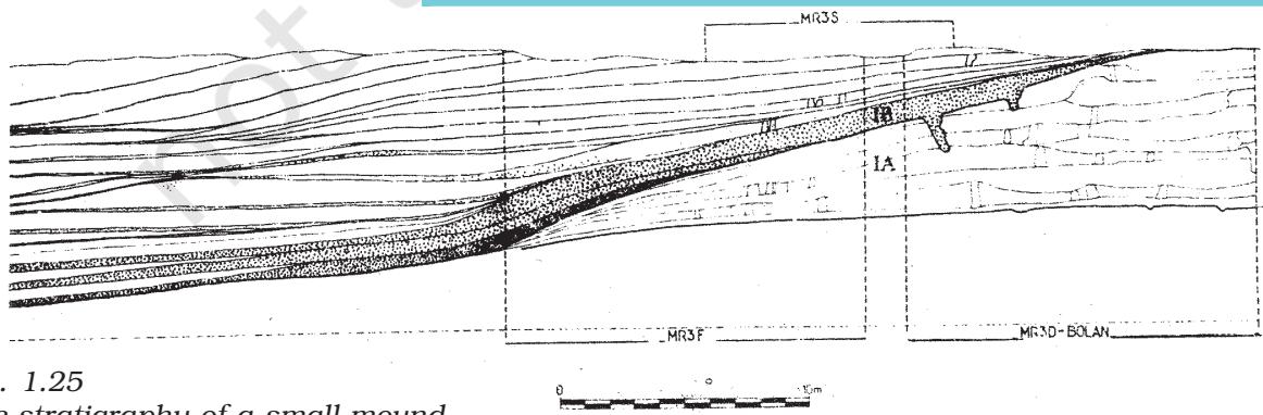 Fig. 1.25The stratigraphy of a small moundNotice that the layers are not exactly horizontal.