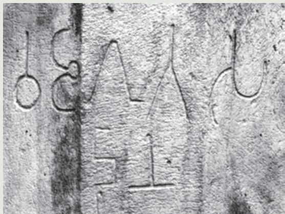 Fig. 2.1
An inscription, Sanchi (Madhya Pradesh),
c. second century BCE
