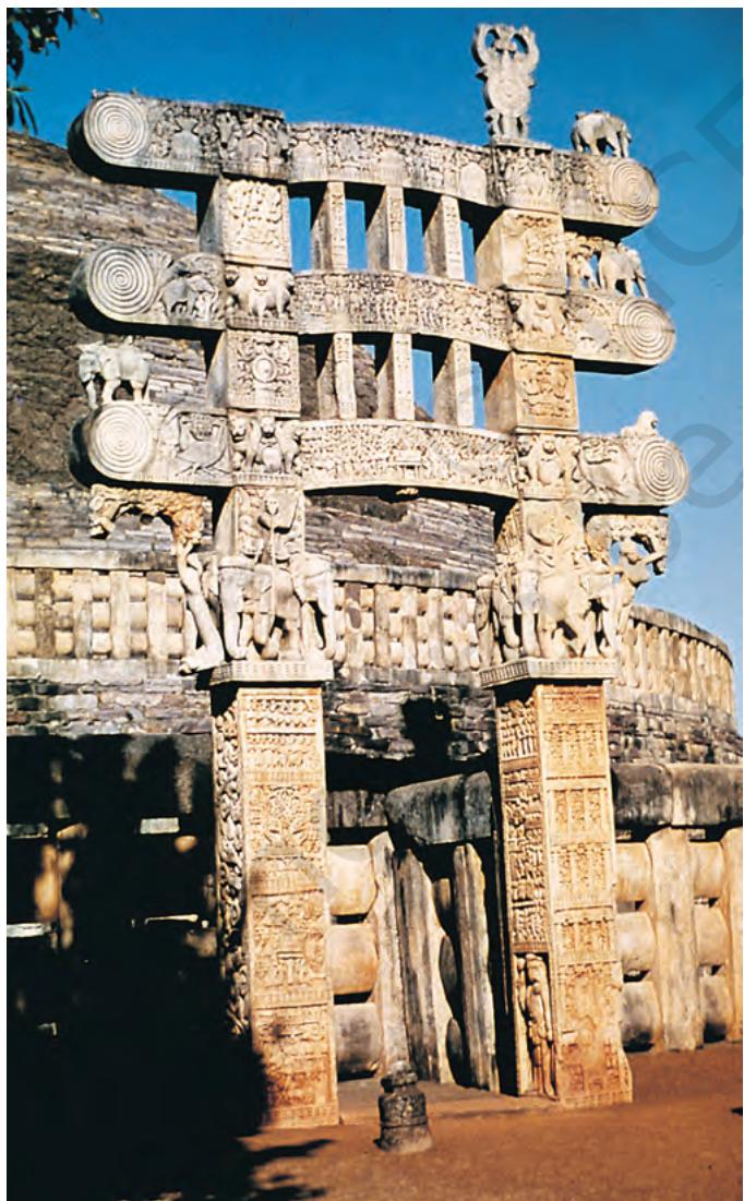 Fig. 4.11
The eastern gateway, Sanchi
Notice the vibrant sculpture.