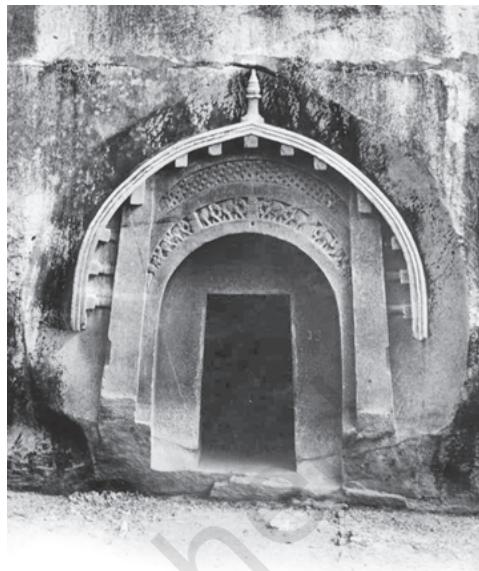 Fig. 4.27
Entrance to a cave at Barabar (Bihar), c. third century BCEFig. 4.28
Kailashnatha Temple, Ellora (Maharashtra). This entire structure is carved out of a single piece of rock.
