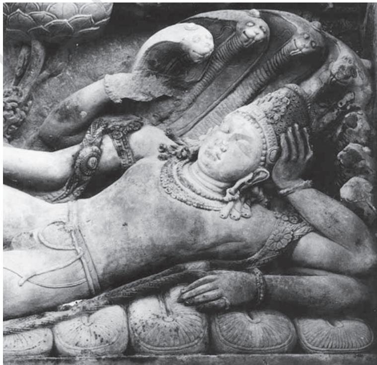 Fig. 4.26
Vishnu reclining on the serpent
Sheshnag, sculpture from Deogarh
(Uttar Pradesh), c. fifth century CE