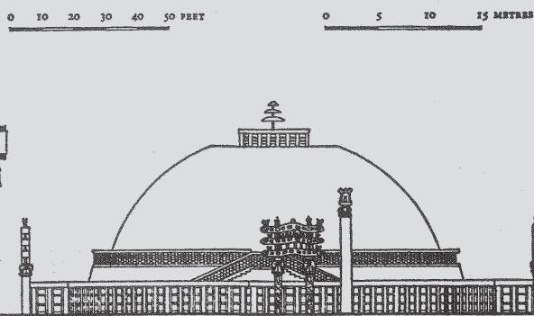Fig. 4.10bAn elevation of the Great StupaAn elevation provides a vertical perspective.