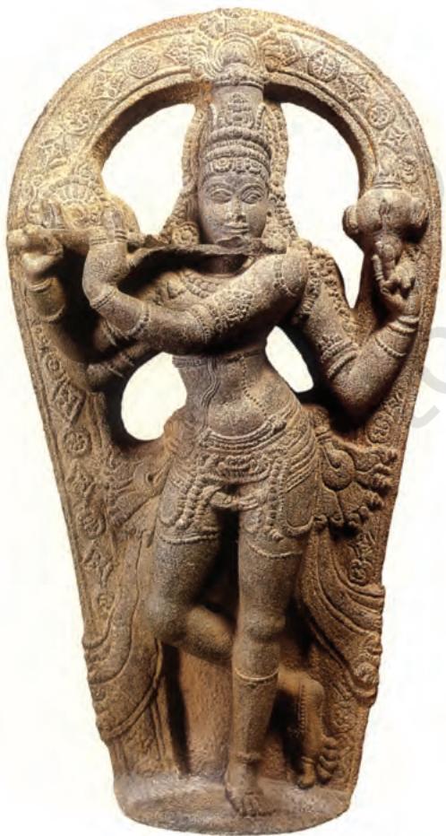 Fig. 6.17
A fifteenth-century stone sculpture (Tamil Nadu) depicting Krishna playing the flute, a form of the deity worshipped by Mirabai