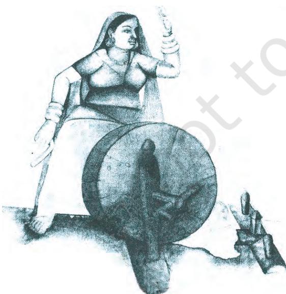 Fig. 8.7
A woman spinning thread