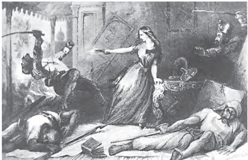 Fig. 10.12
Miss Wheeler defending herself against sepoys in Kanpur