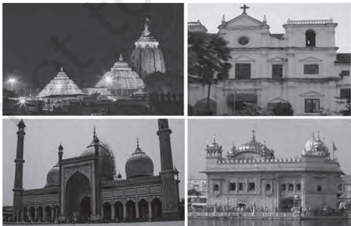 विभिन्न धार्मिक स्थलों की छवियाँ